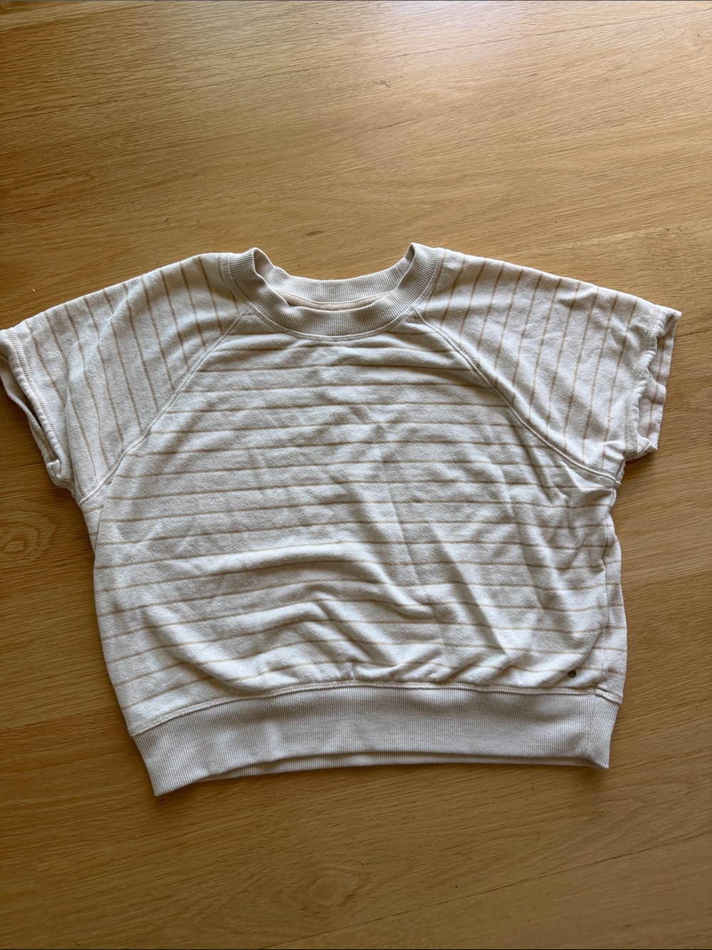 Prana Cream Striped Short Sleeve Pullover